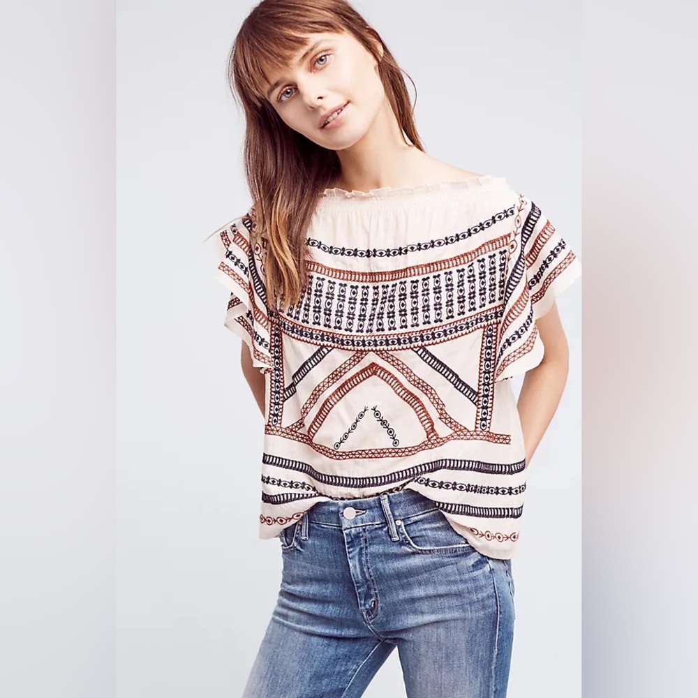 Anthropologie Embroidered Gretel Top